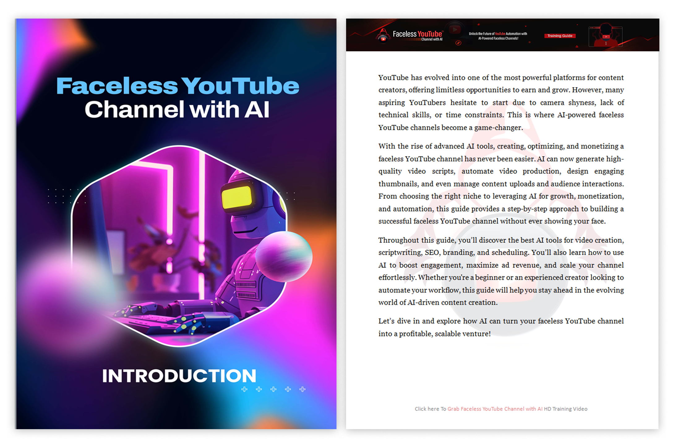 Faceless YouTube Channel with Ai - Video Course With PLR FE Sales Page